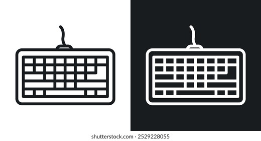 Icono de teclado en color negro de línea delgada. ilustración de símbolos de Vector simple plano.