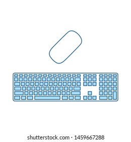 Tastatursymbol. Einfach mit dem Design der blauen Füllung übereinstimmen. Vektorgrafik.