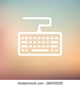 Keyboard icon thin line for web and mobile, modern minimalistic flat design. Vector white icon on gradient mesh background.