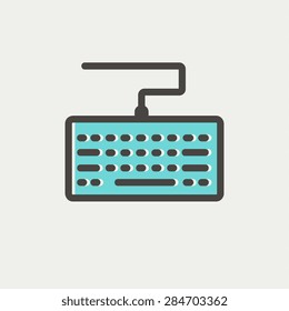 Keyboard Icon dünne Linie für Web und mobile, moderne minimalistische flache Design. Vektorsymbol mit dunkelgrauem Umriss und Offset-Farbe auf hellgrauem Hintergrund.