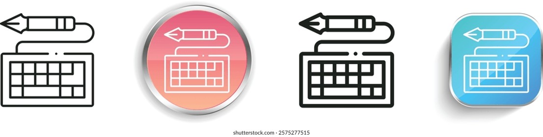 keyboard icon. Thin Linear, Regular and Button Style Design Isolated On White Background