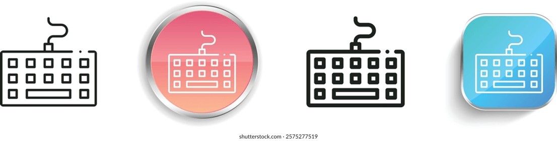 keyboard icon. Thin Linear, Regular and Button Style Design Isolated On White Background