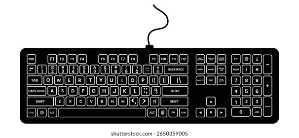 Keyboard icon vector design. Silhouette of computer keyboard vector symbol design for logo, app, web, UI, UX. Vector illustration.