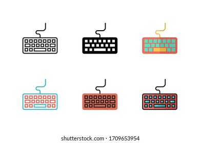 ilustración vectorial del icono del teclado con seis estilos diferentes. aislado sobre fondo blanco