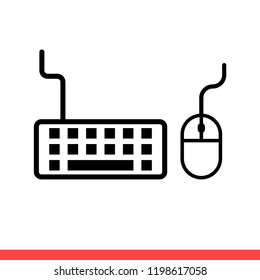 Keyboard icon vector, mouse symbol. Simple, flat design for web or mobile app