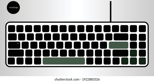 Vector de icono de teclado, icono de teclado transparente, vector de teclado de botón negro de diseño