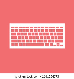 Icono de teclado. Para sitios web y aplicaciones. Imagen de fondo rojo. Ilustración vectorial de línea plana. EPS 10