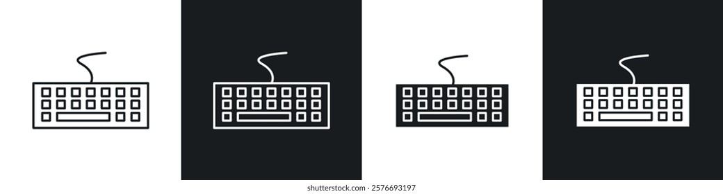 Keyboard icons collection in black and white solid and line style