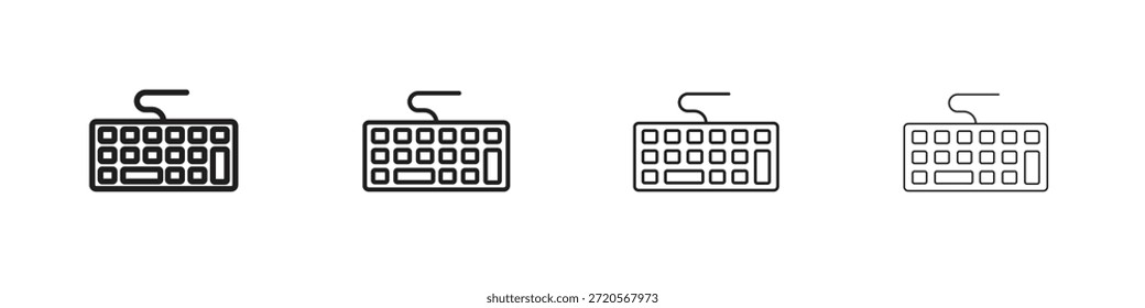 Ícones do teclado projetados em estilo de contorno, linha e traçado