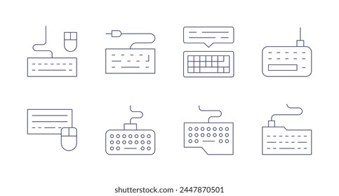 Keyboard icons. Editable stroke. Containing typing, publish, keyboard, electrickeyboard, computerkeyboard, keyboardandmouse.