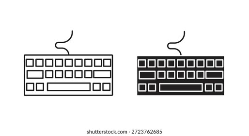 Ícones do teclado em linhas finas, linhas finas, contorno e traçados