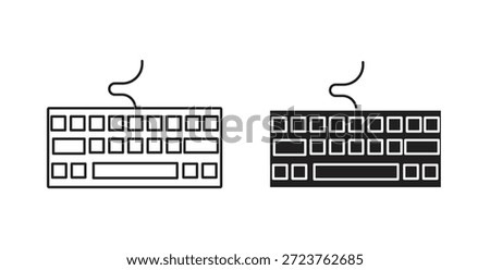 Keyboard icons in filled, thin line, outline and strokes