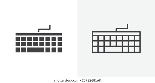 Keyboard icons. flat and line style set