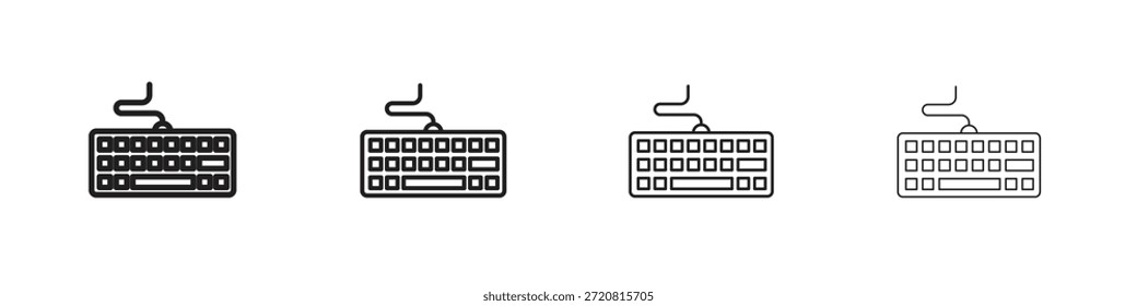 Iconos de teclado delinean el diseño de Vector negro. Línea con trazo editable.