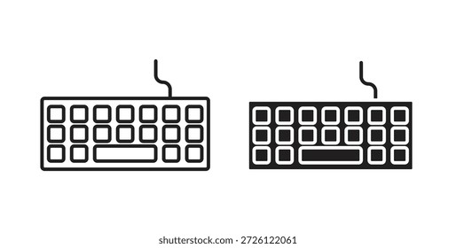 Símbolo de vetor de ícones do teclado com traçado editável e versões planas