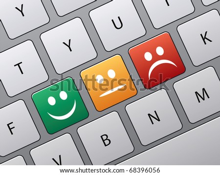 keyboard with icons to vote in on-line survey