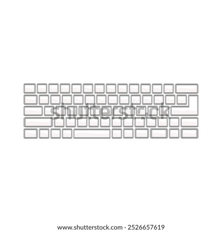 Keyboard illustration isolated on white background. Suitable for basic elements of computer text input devices, smartphones and digital technology. Qwerty keyboard layout.