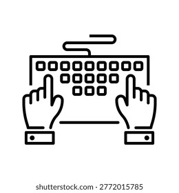 Keyboard input icon. Technology and input device line symbol. Black and white.