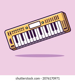 Keyboard Instrumental Music Cartoon Illustration Or Flash Simple Flat Vector Design
