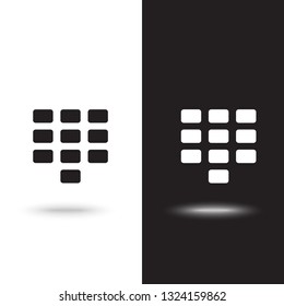 Keyboard Isolated Flat Web Mobile Icon Vector Sign Symbol Button Element Silhouette on black and white background
