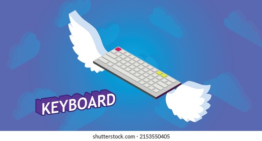 Icono de diseño isométrico del teclado. Ilustración web de vectores. 3.ª colorida concepción