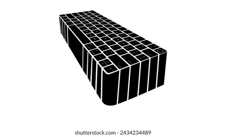 keyboard isometric emblem, black isolated silhouette