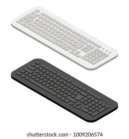 KEYBOARD ISOMETRIC IN WHITE AND BLACK COLOR