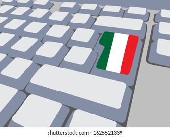 Keyboard with Italy flag,social network concept,vector illustration