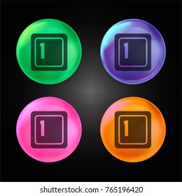 Keyboard key 1 crystal ball design icon in green - blue - pink and orange.