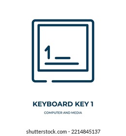 Keyboard key 1 icon. Linear vector illustration from computer and media collection. Outline keyboard key 1 icon vector. Thin line symbol for use on web and mobile apps, logo, print media.