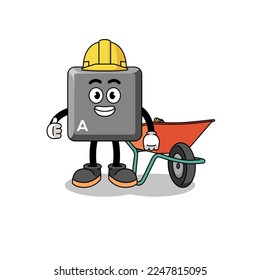 keyboard A key cartoon as a contractor , character design