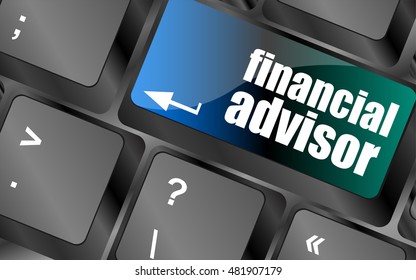 keyboard key with financial advisor button, business concept vector