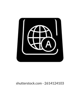 Keyboard Key with Globe and Letter Minimal Black Icon