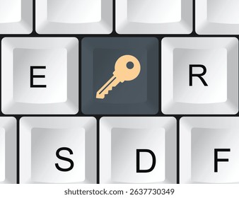 Keyboard with key icon. vector illustration