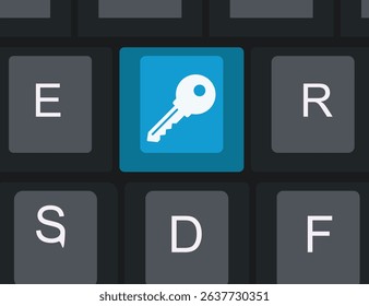 Keyboard with key icon. vector illustration