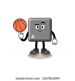 keyboard A key illustration as a basketball player , character design