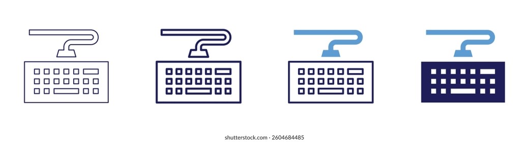 Keyboard key mapping icon in 4 different styles. Thin Line, Line, Bold Line, Duotone. Duotone style. Editable stroke.