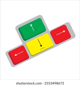 Keyboard keys button icon, arrow button input keyboard