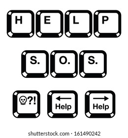 Keyboard keys buttons icons - help, s.o.s 