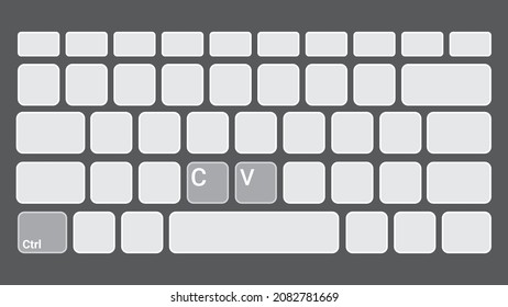 keyboard keys Ctrl C and Ctrl V, copy and paste the key shortcuts. Computer icon on black background