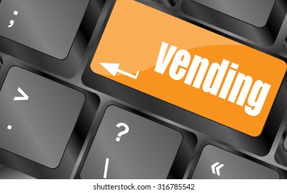 keyboard keys with vending button, business, vector illustration