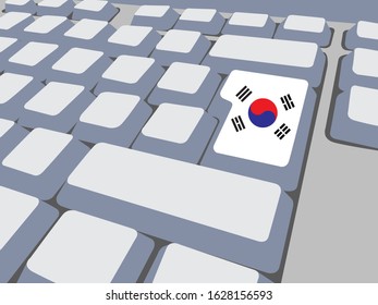 Keyboard with Korea flag,social network concept,vector illustration