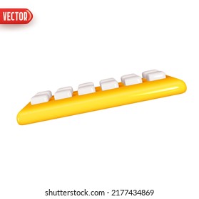 Keyboard from laptop computer. Realistic 3d design element In plastic cartoon style. Icon isolated on white background. Vector illustration