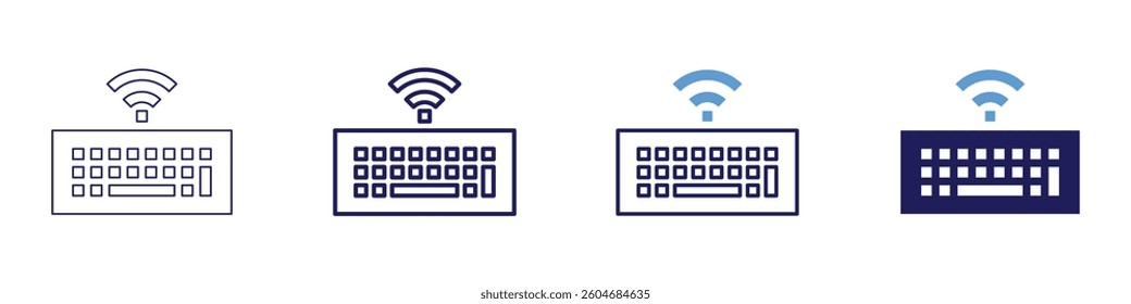 Keyboard for laptop icon in 4 different styles. Thin Line, Line, Bold Line, Duotone. Duotone style. Editable stroke.