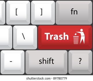 keyboard layout with trashcan button - illustration