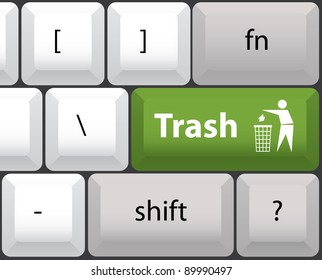 keyboard layout with trashcan button - illustration
