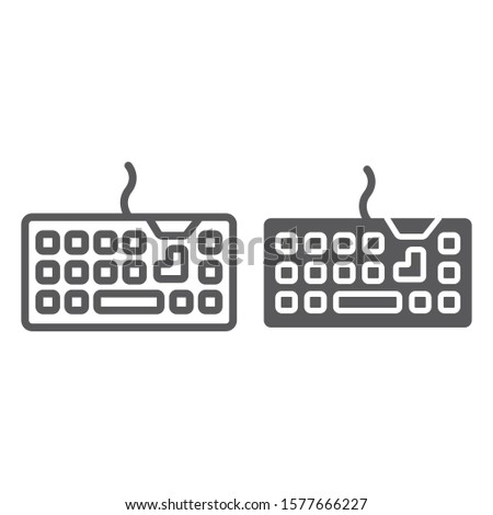 Keyboard line and glyph icon, technology and device, keypad sign, vector graphics, a linear pattern on a white background, eps 10.