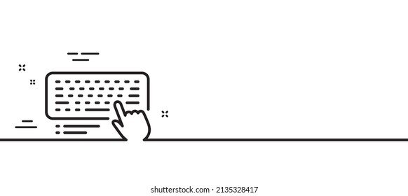 Keyboard line icon. Computer component device sign. Minimal line illustration background. Computer keyboard line icon pattern banner. White web template concept. Vector