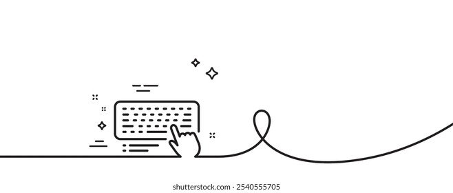 Keyboard line icon. Continuous one line with curl. Computer component device sign. Computer keyboard single outline ribbon. Loop curve pattern. Vector