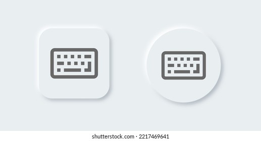 Keyboard line icon in neomorphic design style. Computer button signs vector illustration.